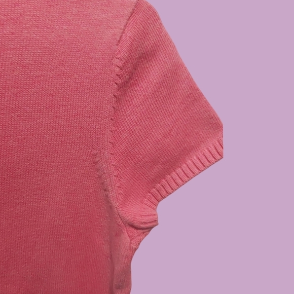 Eddie Bauer vtg Womens Pink Short Sleeve Sweater Size Small - Picture 3 of 6